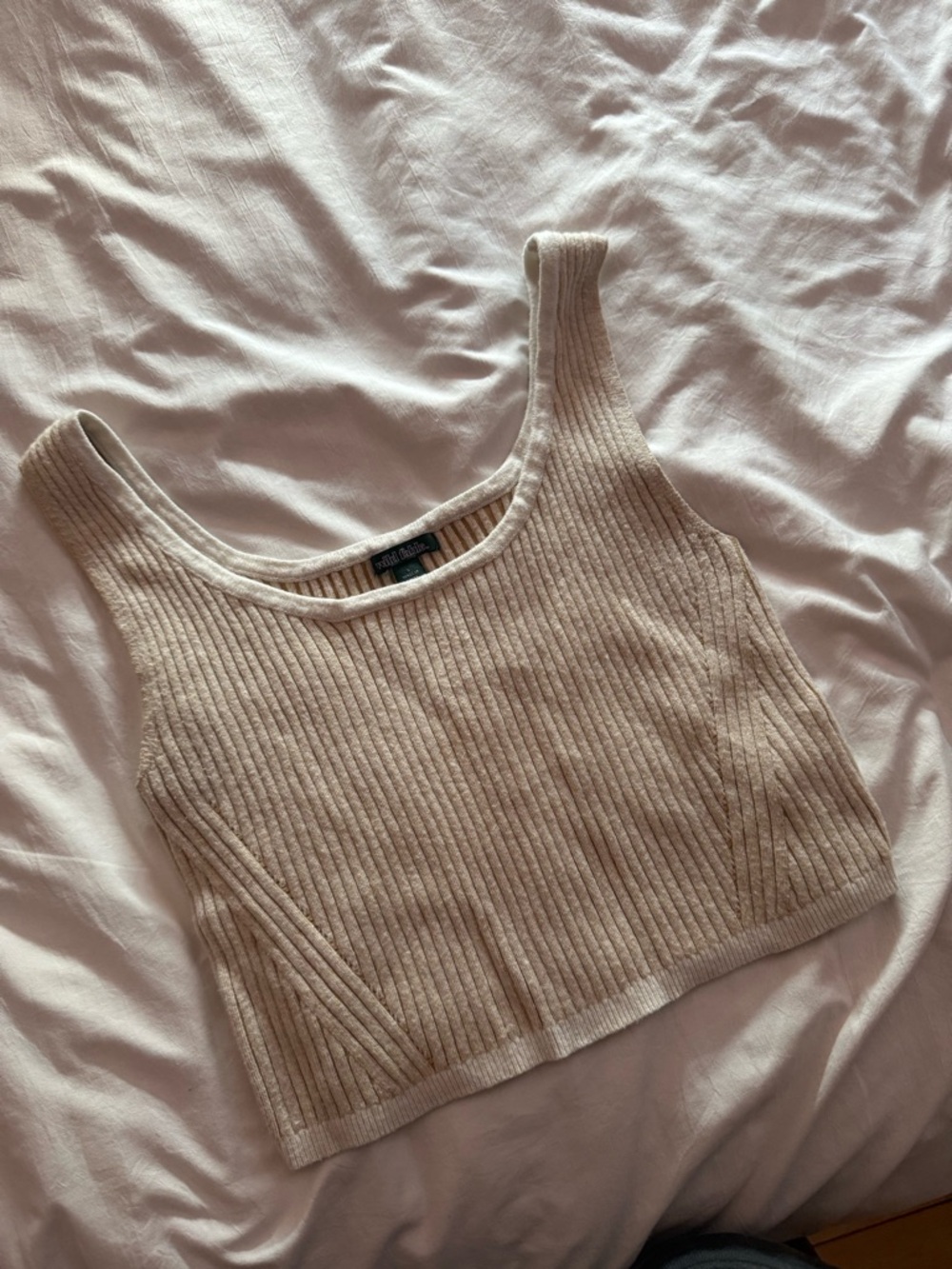wild fable Cream Ribbed Knit Cropped Tank